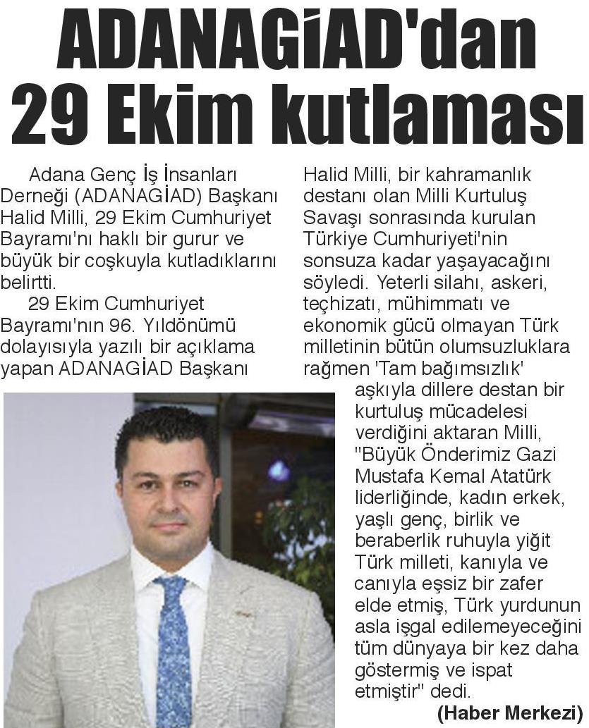 ÇUKUROVA PRESS -  ADANAGİAD' DAN 29 EKİM KUTLAMASI