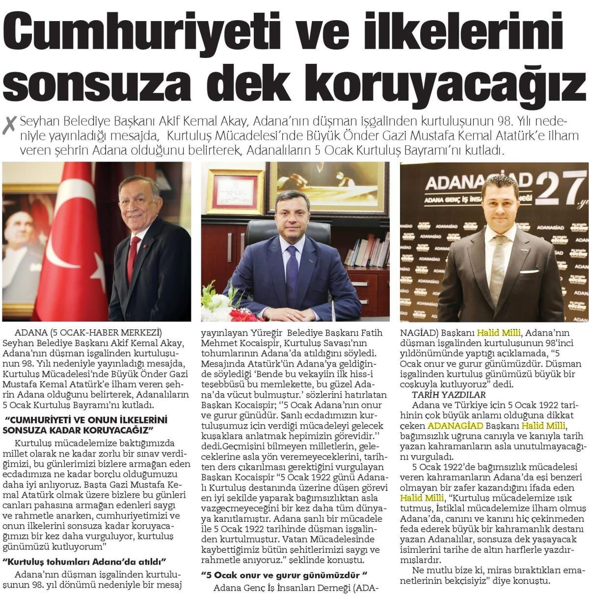 5 OCAK GAZETESİ - CUMHURİYET VE İLKELERİNİ SONSUZA DEK KORUYACAĞIZ